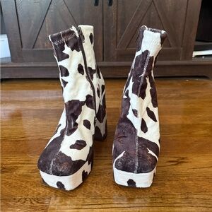Steve Madden Cow Print Ankle Boots